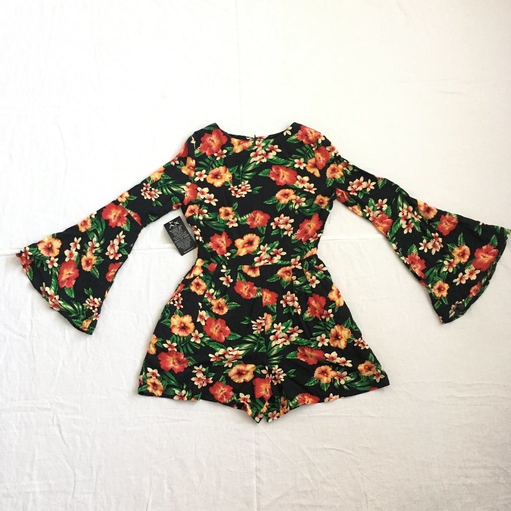 Armani Exchange | Tropical Bell-Sleeve Romper